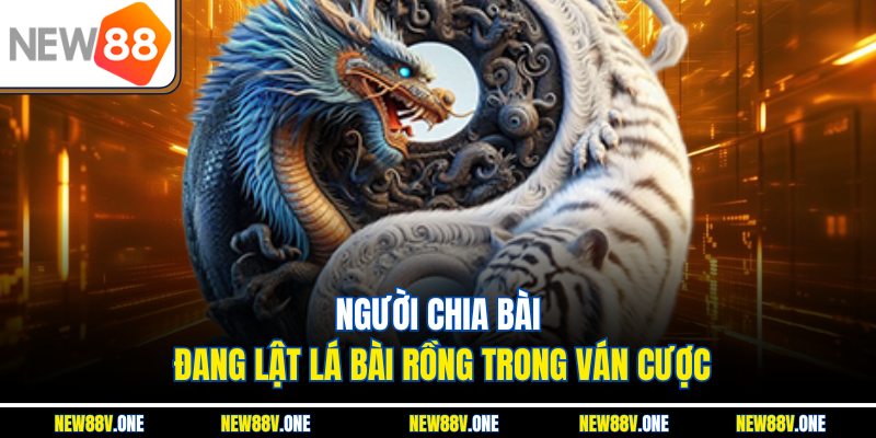 Người chia bài đang lật lá bài rồng trong ván cược
